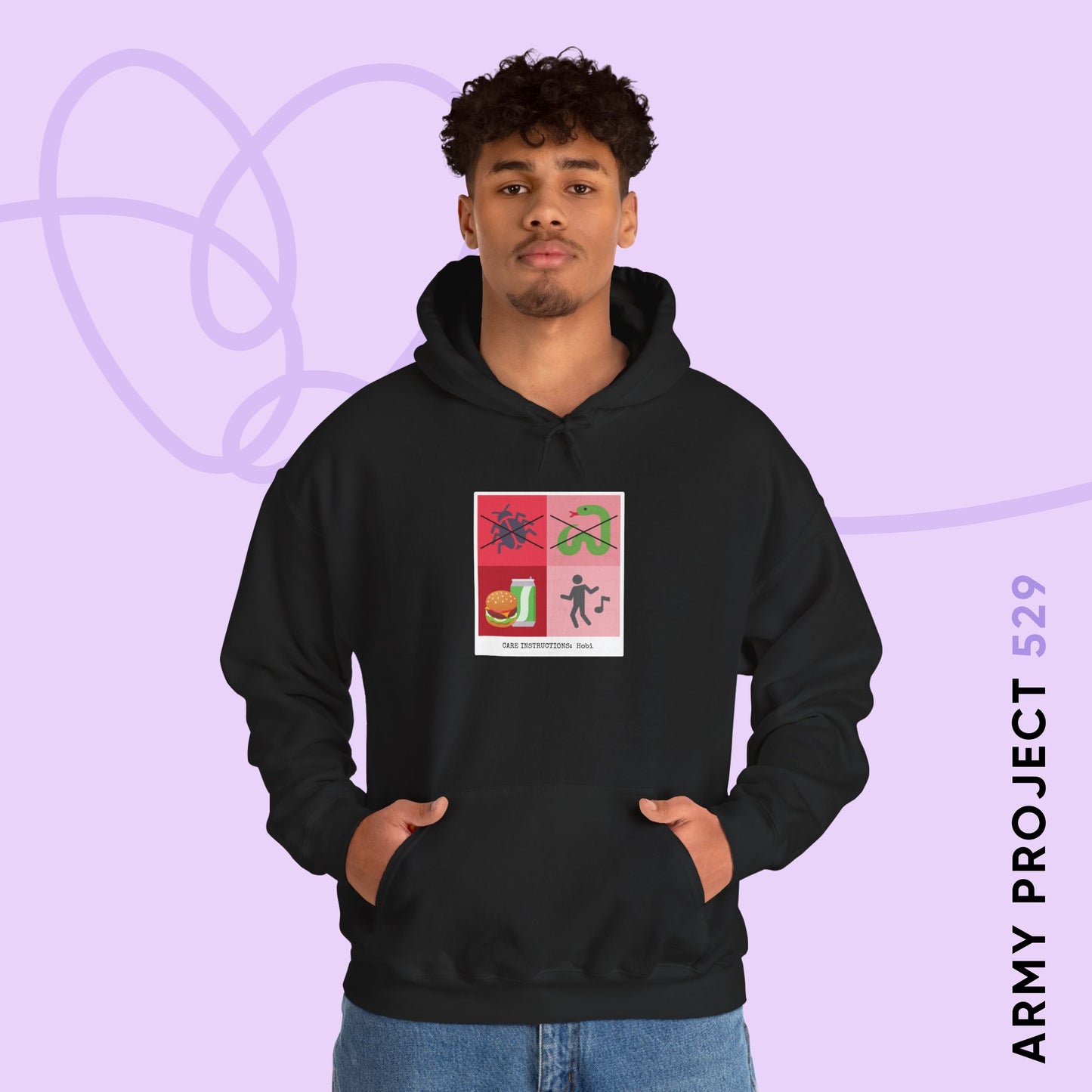 Hobi Hoodie - Funny Fanmade BTS Merch - Care Instructions - Cozy Unisex Sweatshirt