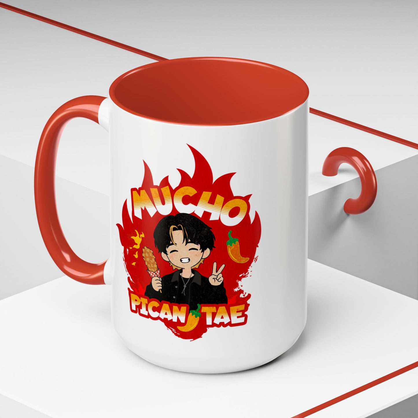 Taehyung Coffee Mug - Mucho PicanTae - 15 oz Two-Tone Ceramic