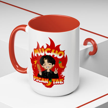 Taehyung Coffee Mug - Mucho PicanTae - 15 oz Two-Tone Ceramic