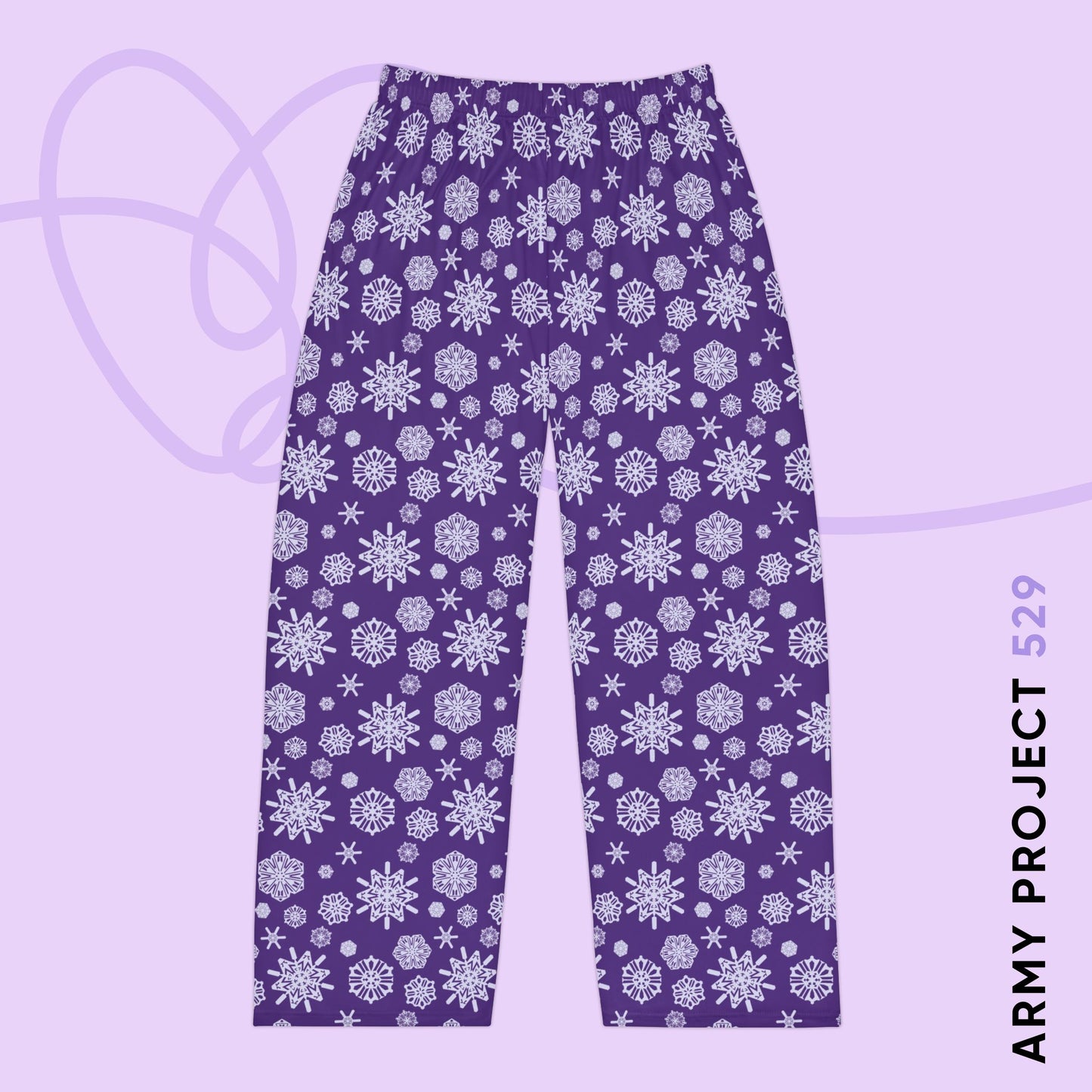OT7 Pajama Pants - Secret Snowflakes (Purple) - Fanmade BTS Merch - Unisex Lounge Wear