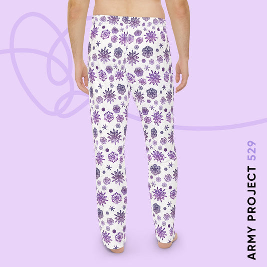 OT7 Pajama Pants - Secret Snowflakes (White) - Fanmade BTS Apparel - Unisex Lounge Wear