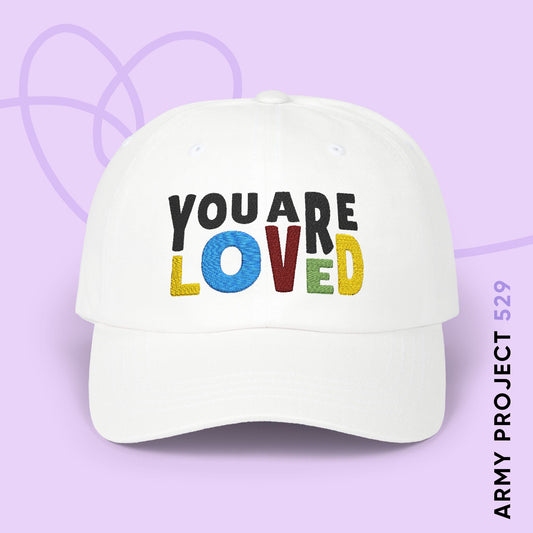 You Are Loved Embroidered Baseball Cap (White)