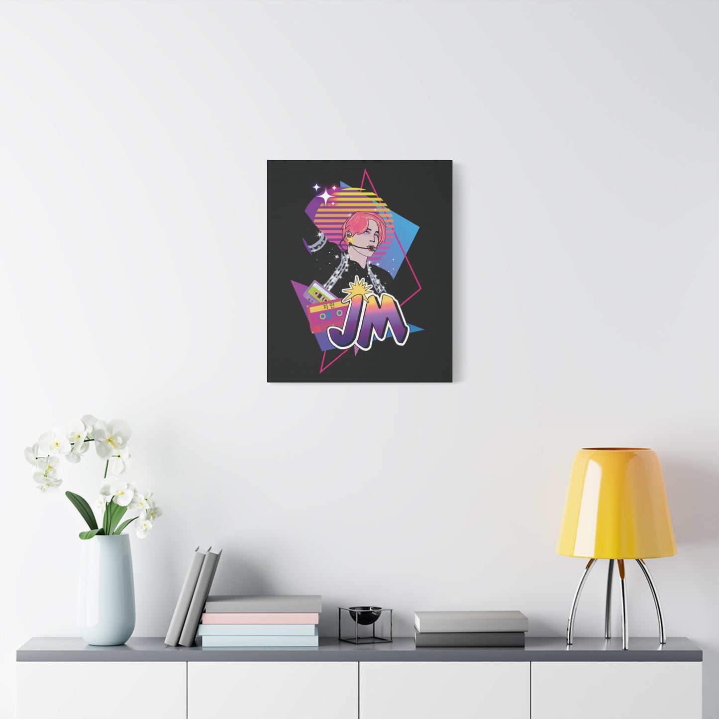 Jimin Canvas Wall Art - Fanmade BTS Retro Series - 80s Pop Aesthetic - Framed Wall Decor
