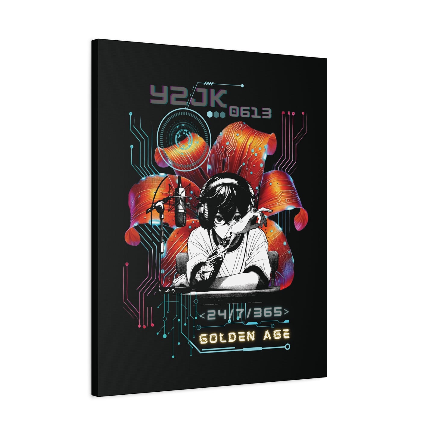 Jung Kook Canvas Wall Art - Fanmade BTS Retro Series - Y2K Gamer Aesthetic - Framed Wall Decor