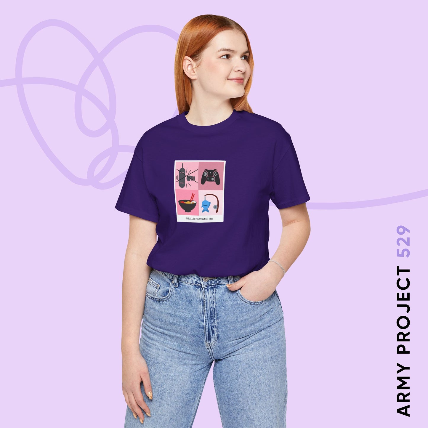 Jin Short Sleeve Shirt - Funny Fanmade BTS Merch - Care Instructions - Soft Unisex T-Shirt