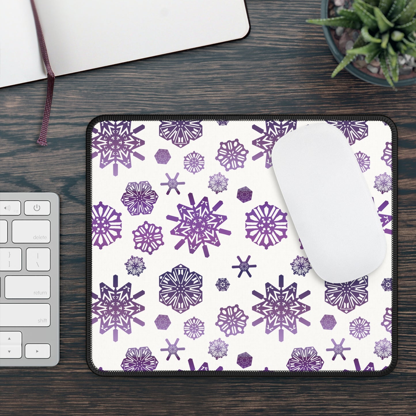 OT7 Mouse Pad - Secret Snowflakes (White) - Fanmade BTS Desk Accessories