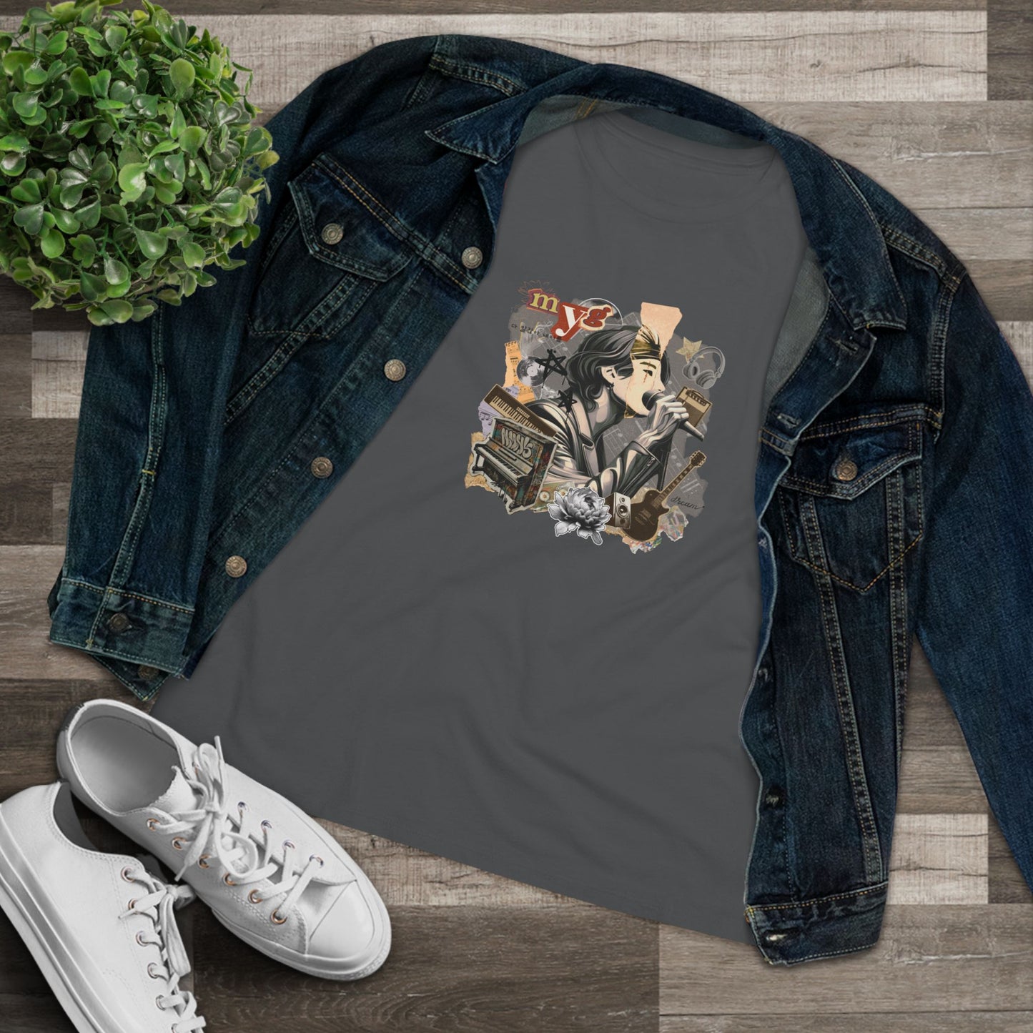 Yoongi Women's Tee - BTS Fanmade Retro Series - 2010s Rock Aesthetic - Soft Jersey T-Shirt
