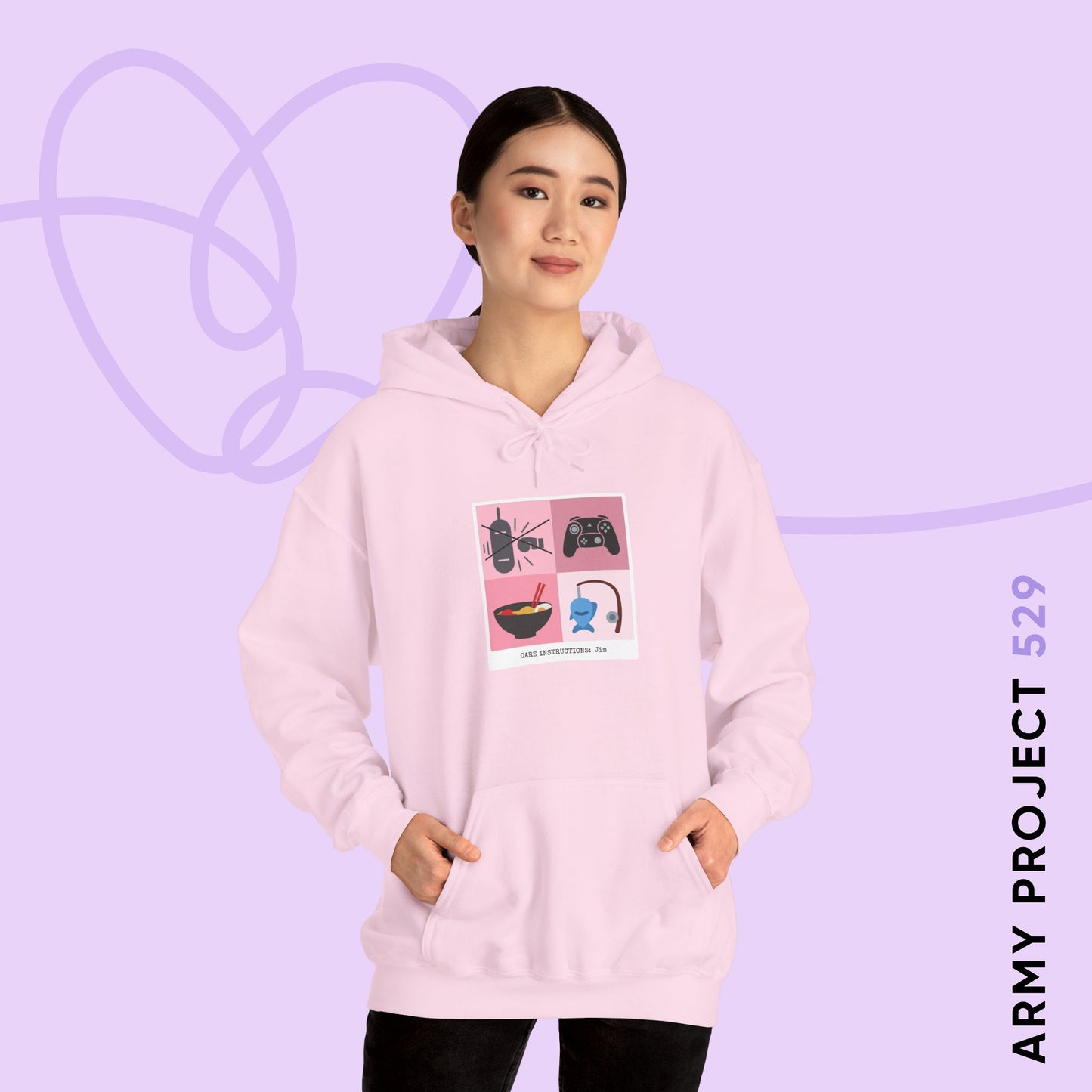 Jin Hoodie - Funny Fanmade BTS Merch - Care Instructions - Cozy Unisex Sweatshirt