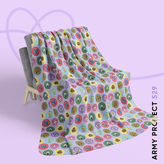 OT7 Fleece Blanket - Cute Fanmade BTS Merch - Namgoodies Bakery - Soft Sherpa Throw