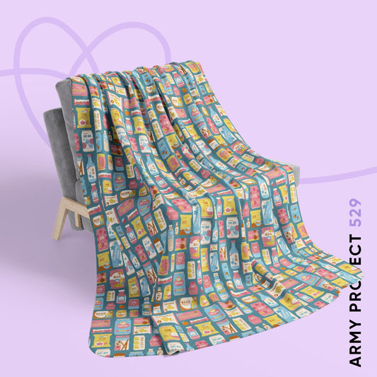 Sweet Pastel Korean Snacks Blanket - Cute K-Pop Home Decor - Cozy Fleece Sherpa Blanket