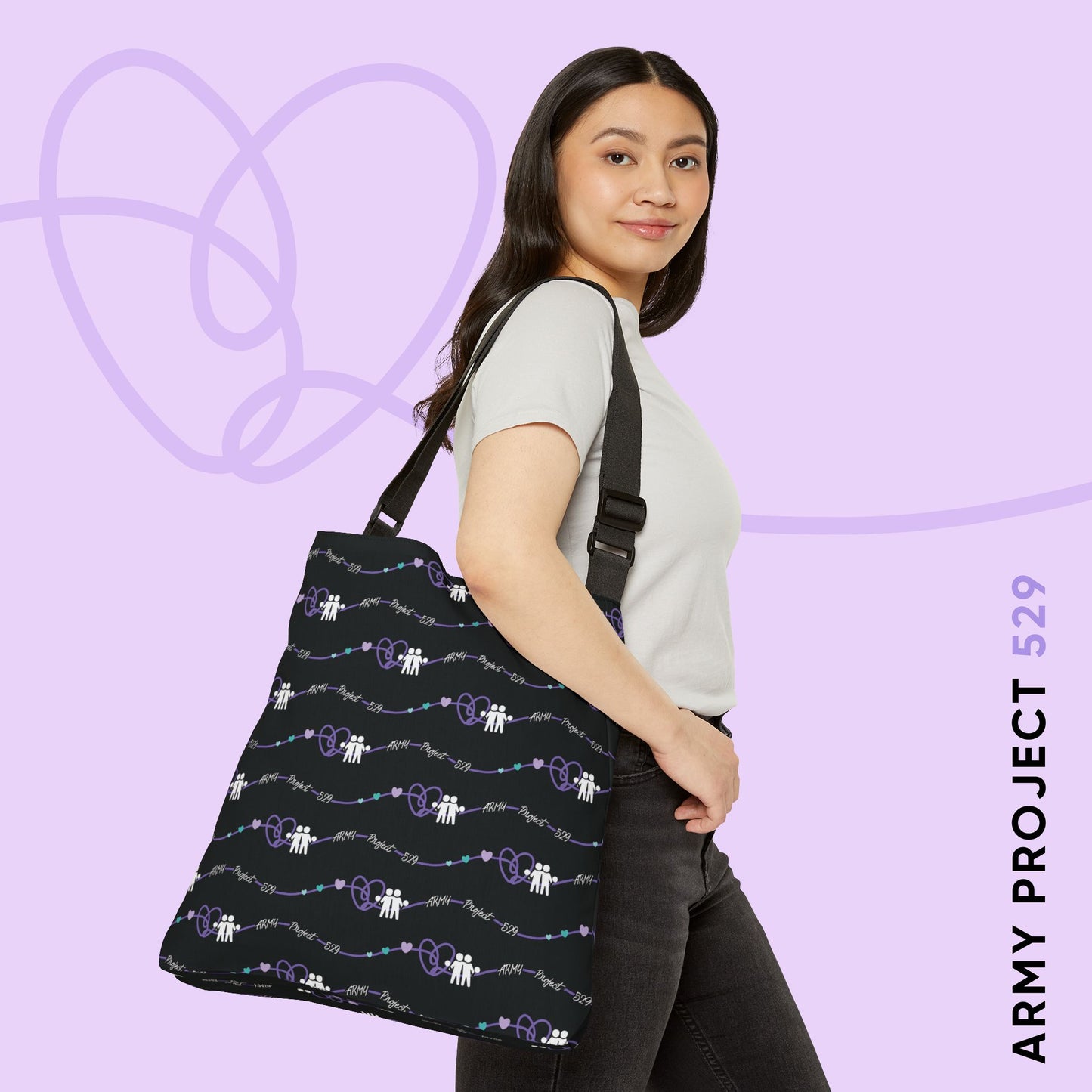 AP529 Heartline Logo Adjustable Tote Bag