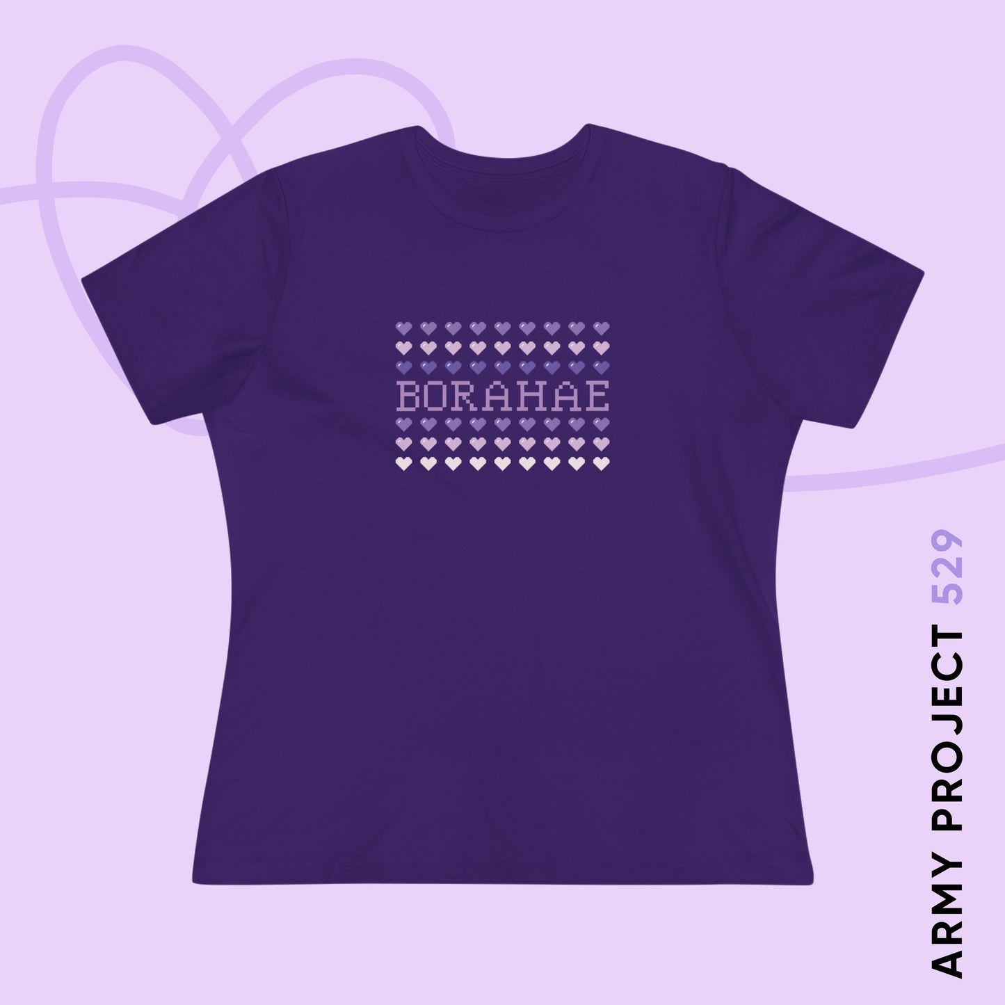 OT7 Women's Tee - 8-Bit Borahae - Retro Fanmade BTS Merch - Soft Jersey T-Shirt