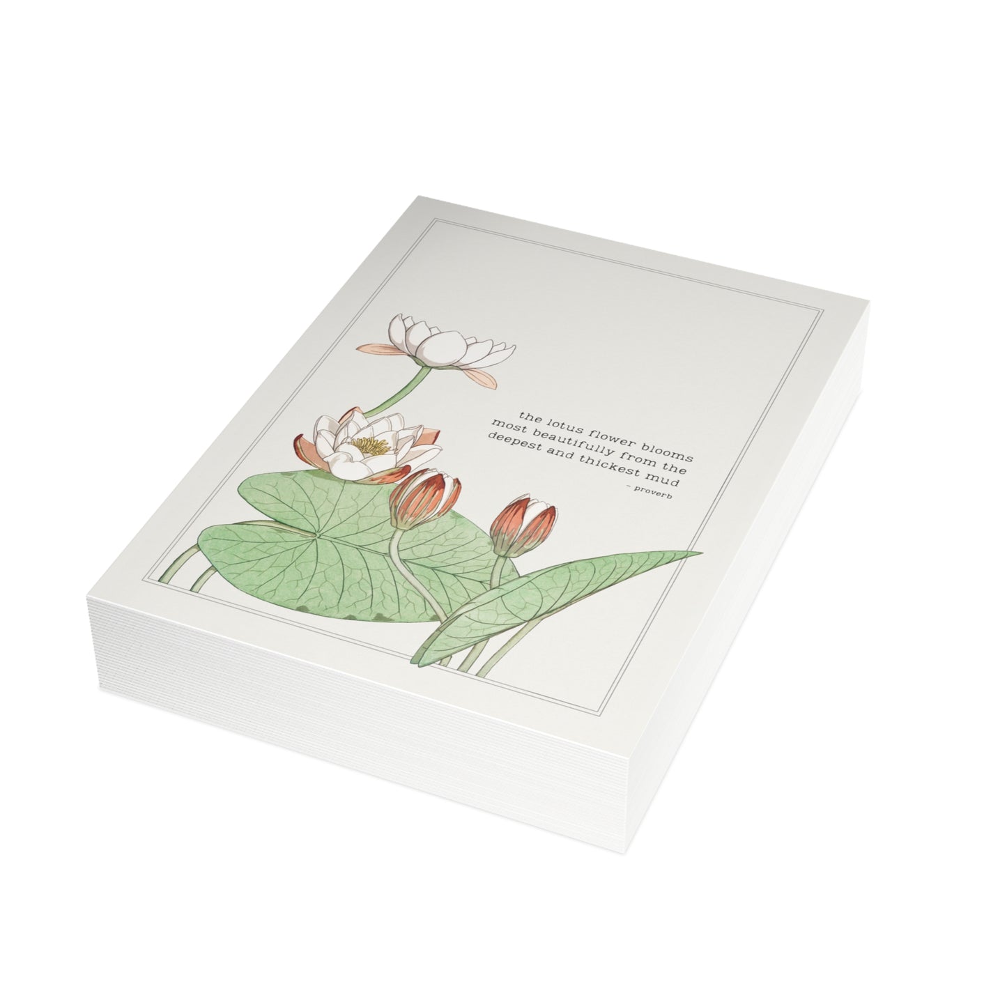 Fanmade BTS Greeting Card - Lotus Encouragement Quote - Vintage Floral Artwork