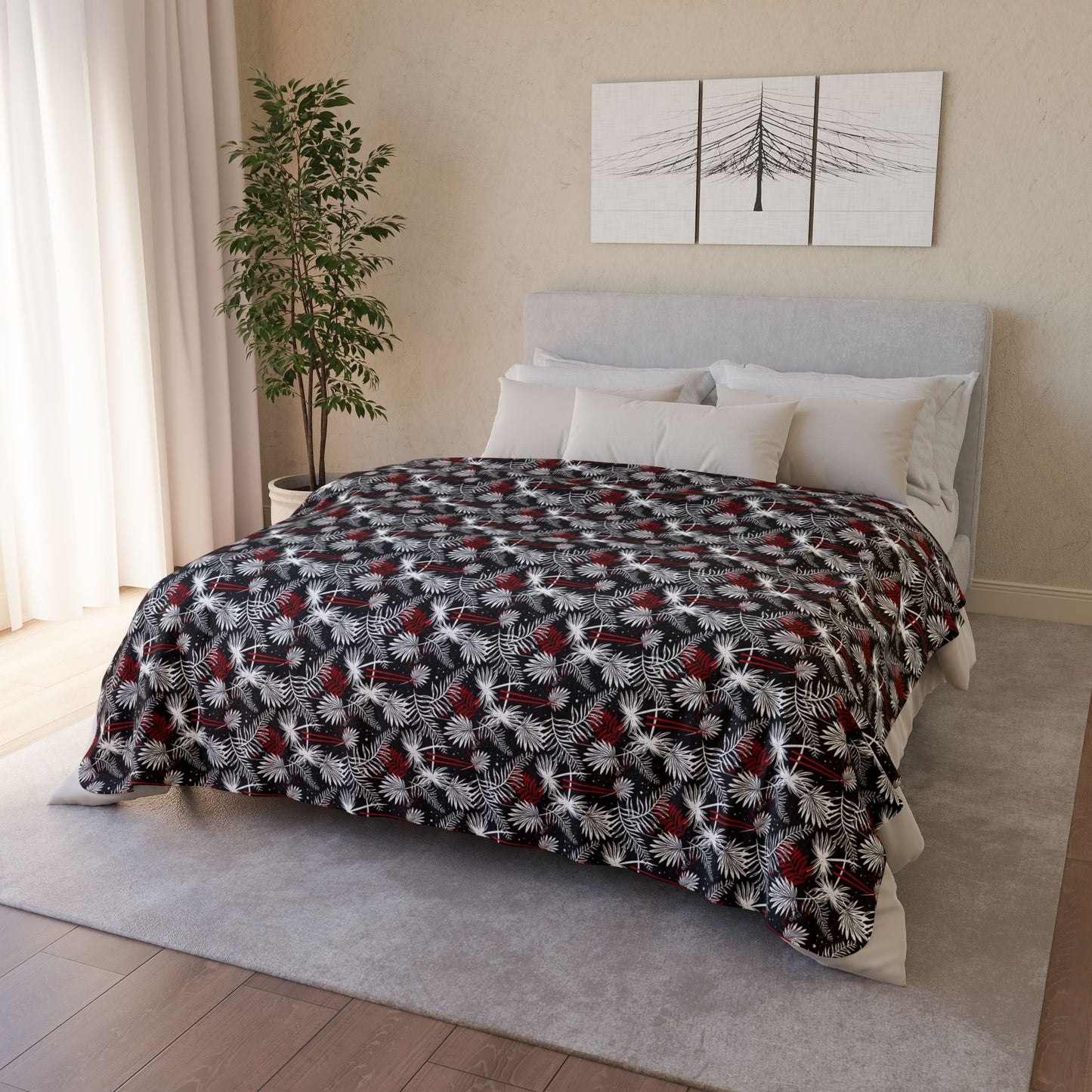 Tropical Chopsticks Fleece Sherpa Blanket