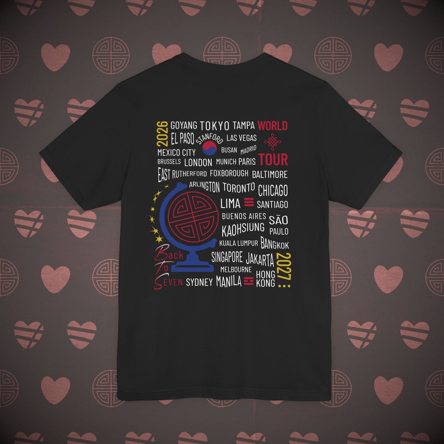 OT7 Short Sleeve Shirt - What's Your Arirang? Globe and Cities - Unisex Jersey T-Shirt