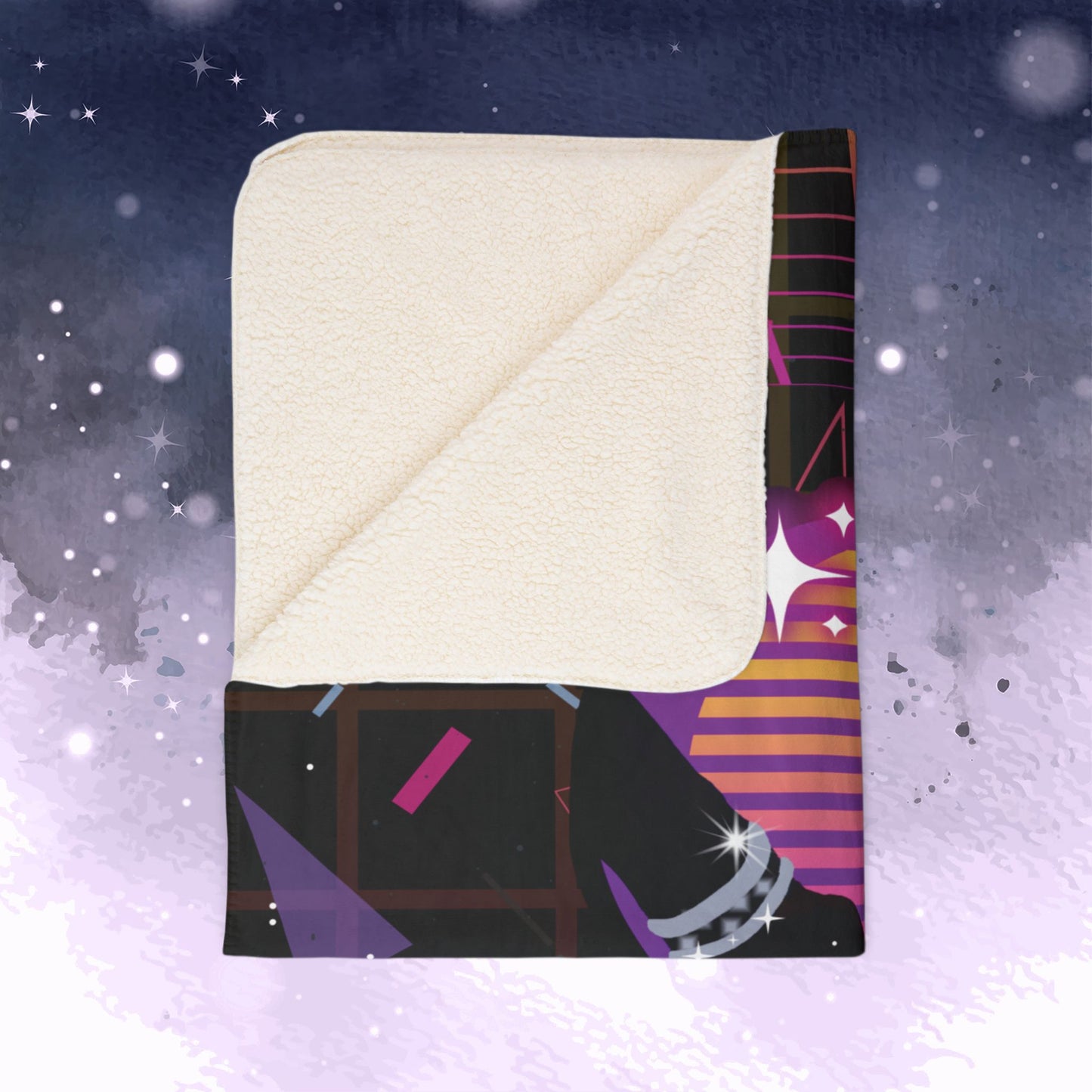 Jimin Throw Blanket - Retro Series - 80s Neon Video Game Aesthetic - Cozy Fleece Sherpa Blanket