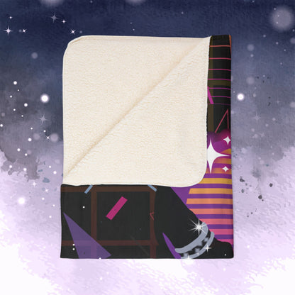 Jimin Throw Blanket - Retro Series - 80s Neon Video Game Aesthetic - Cozy Fleece Sherpa Blanket