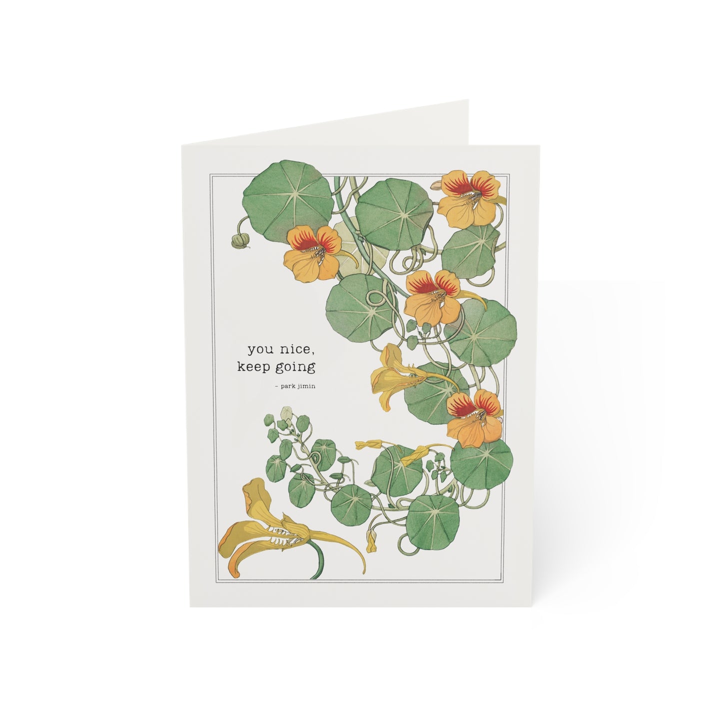 Fanmade BTS Greeting Card - Jimin Encouragement Quote - Vintage Floral Artwork