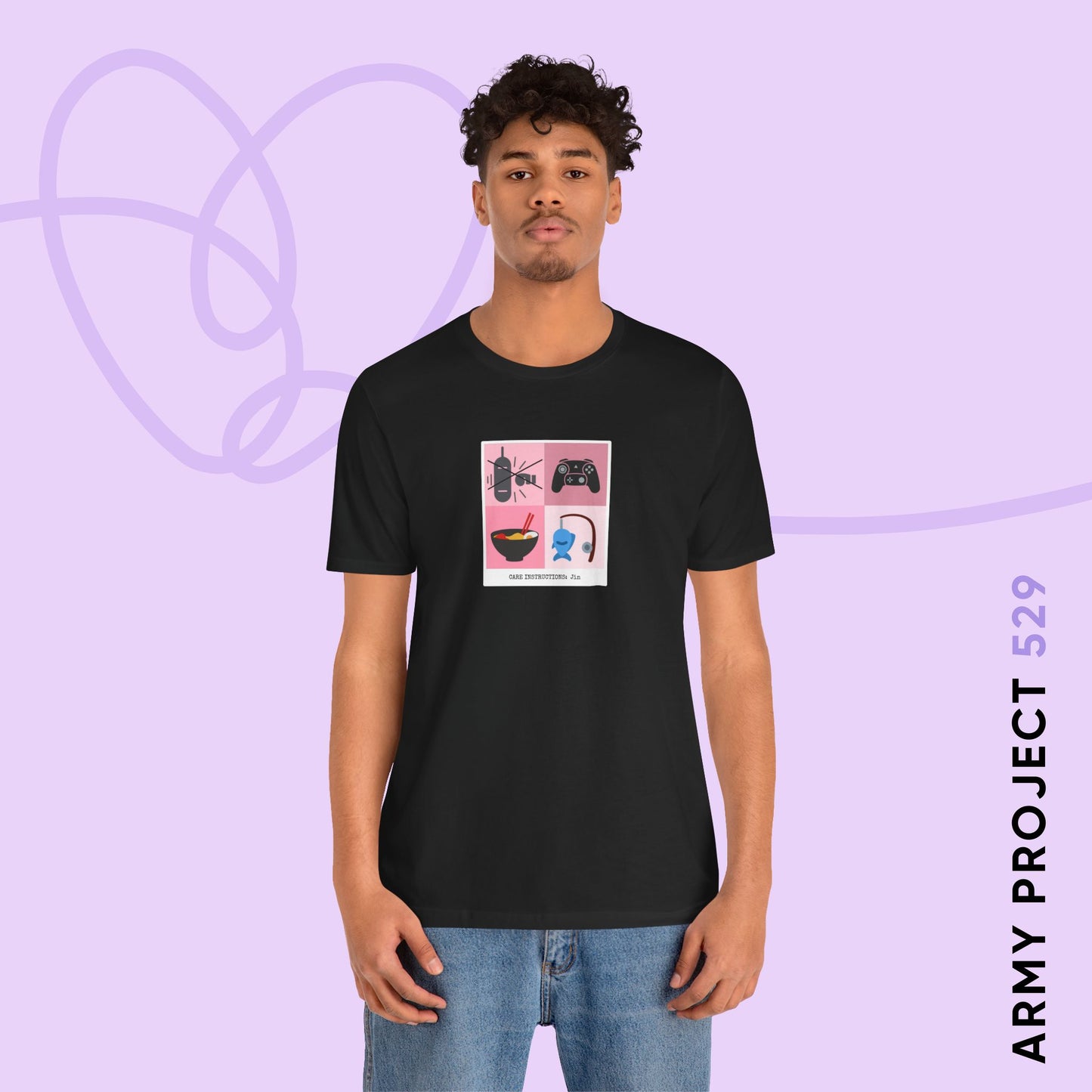 Jin Short Sleeve Shirt - Funny Fanmade BTS Merch - Care Instructions - Soft Unisex T-Shirt
