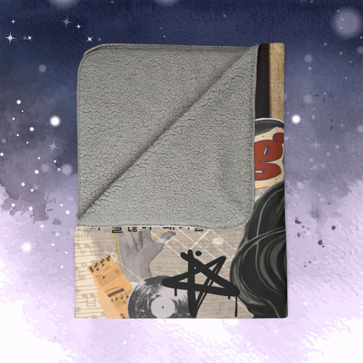 Yoongi Throw Blanket - Retro Series - 2010s Grunge Rocker Aesthetic - Cozy Fleece Sherpa Blanket