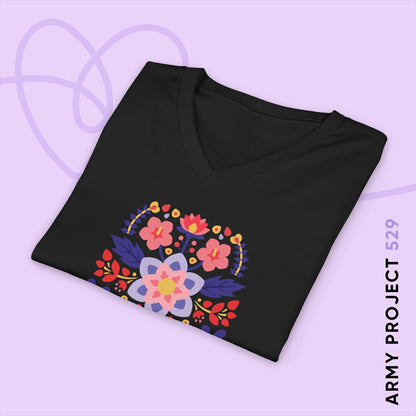 OT7 V-Neck Shirt - Until the Flowers Bloom - Unisex Jersey T-Shirt