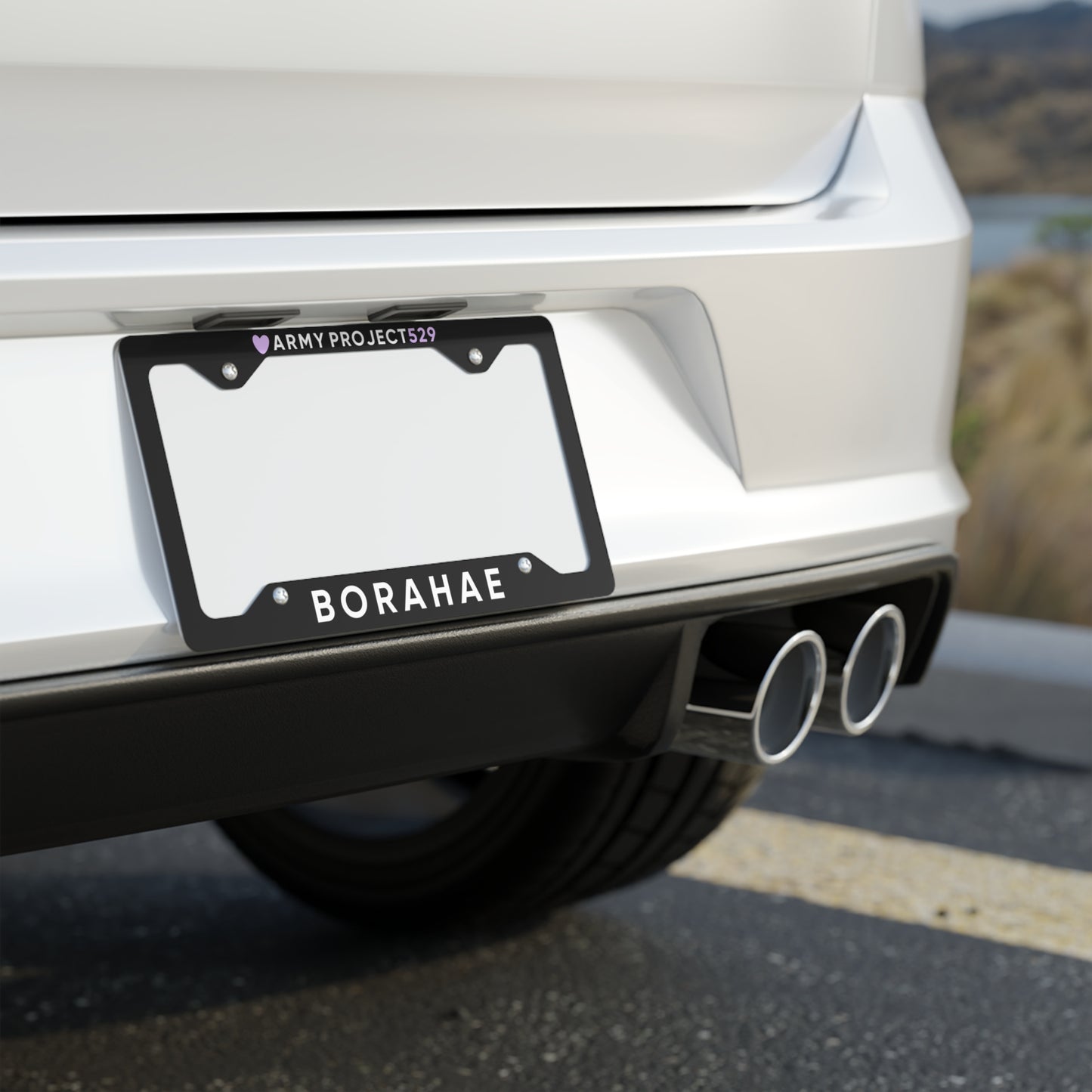 Borahae USA License Plate Frame (Black)