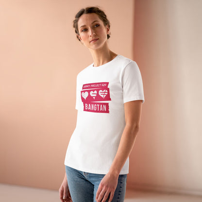 OT7 Women's Tee - AP529 <3 Bangtan (Red) - Soft Jersey T-Shirt