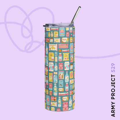 Sweet Pastel Korean Snacks Tumbler - Cute K-Pop Drinkware - 20 oz Stainless Steel Cup