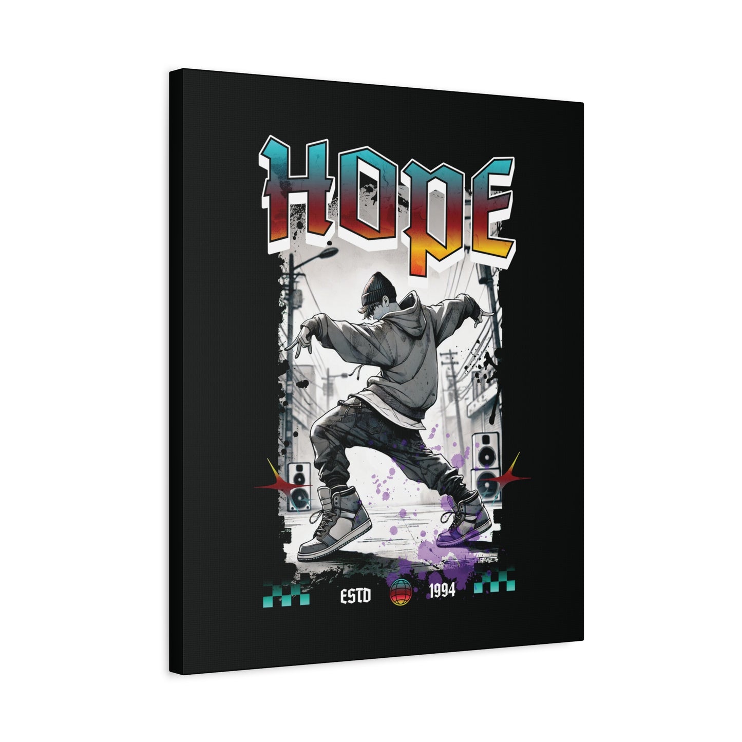 Hobi Canvas Wall Art - Fanmade BTS Retro Series - 90s Hip-Hop Aesthetic - Framed Wall Decor