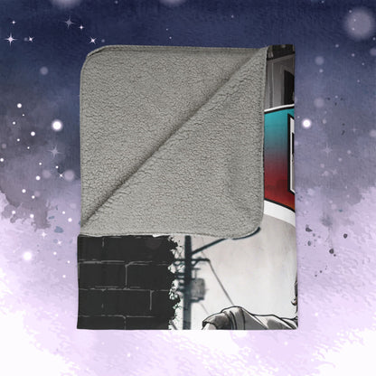 Hobi Throw Blanket - Retro Series - 90s Hip-Hop Street Art Aesthetic - Cozy Fleece Sherpa Blanket