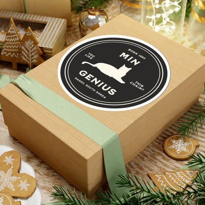 Yoongi Vinyl Sticker - Fanmade BTS Nickname Merch - Min Genius - Permanent Adhesive