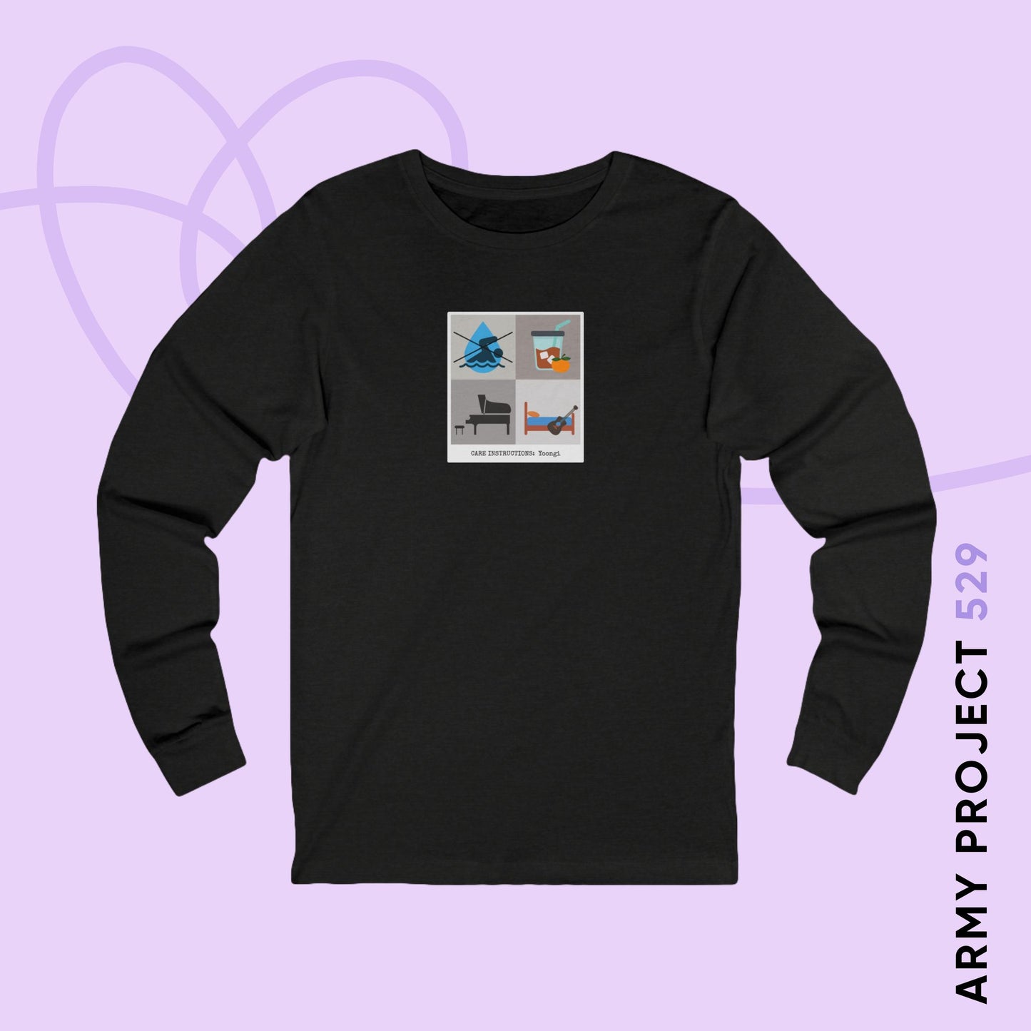 Yoongi Long Sleeve Shirt - Funny Fanmade BTS Merch - Care Instructions - Soft Unisex T-Shirt