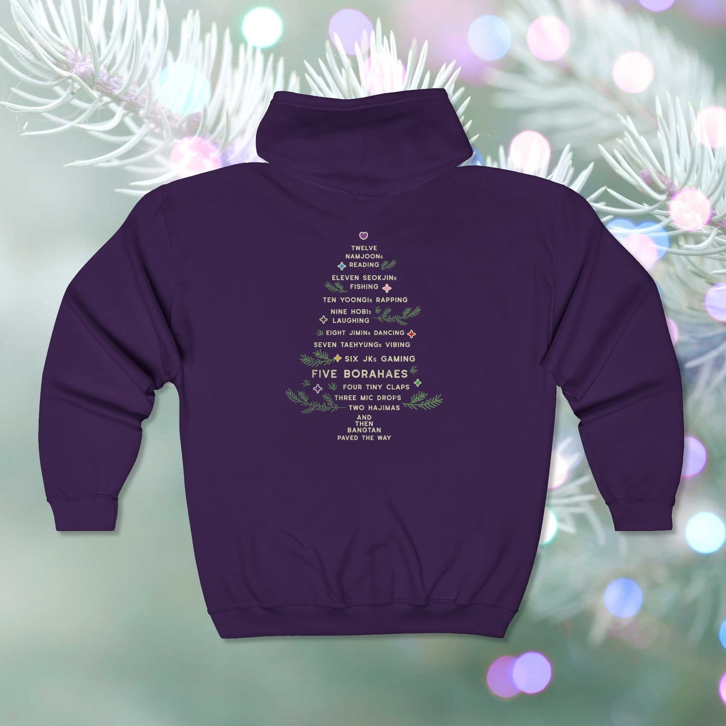 OT7 Zip Hoodie - 12 Days of Bangtan - Fanmade BTS Merch - Full Zip Sweatshirt