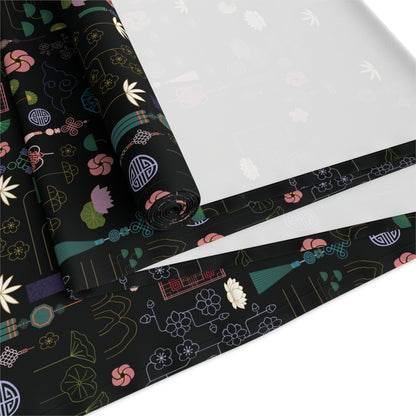 Norigae Night Garden Table Runner - Elegant K-Pop Home Decor - Cotton Twill or Polyester