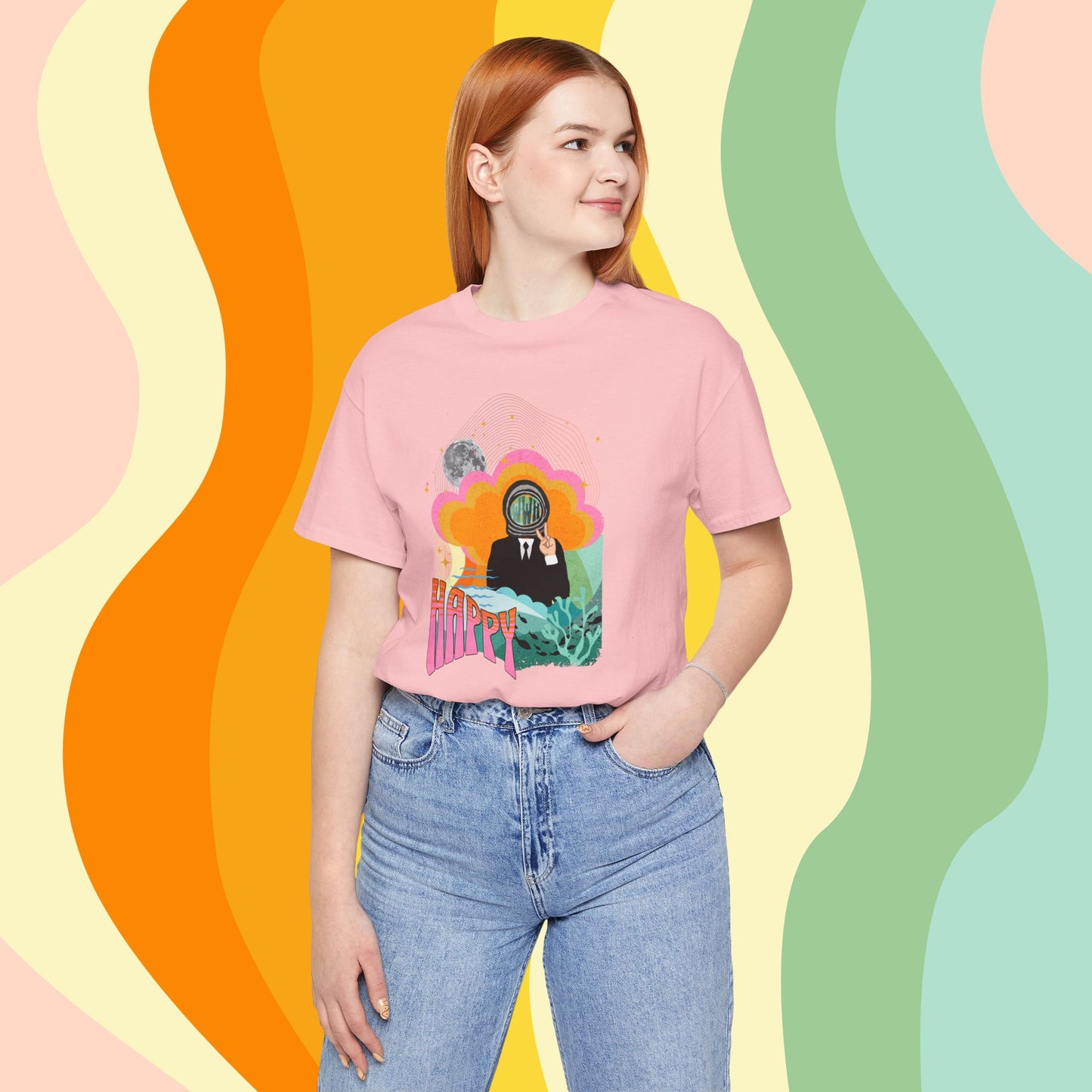 Jin 1960s Retro Unisex Jersey Short Sleeve Tee