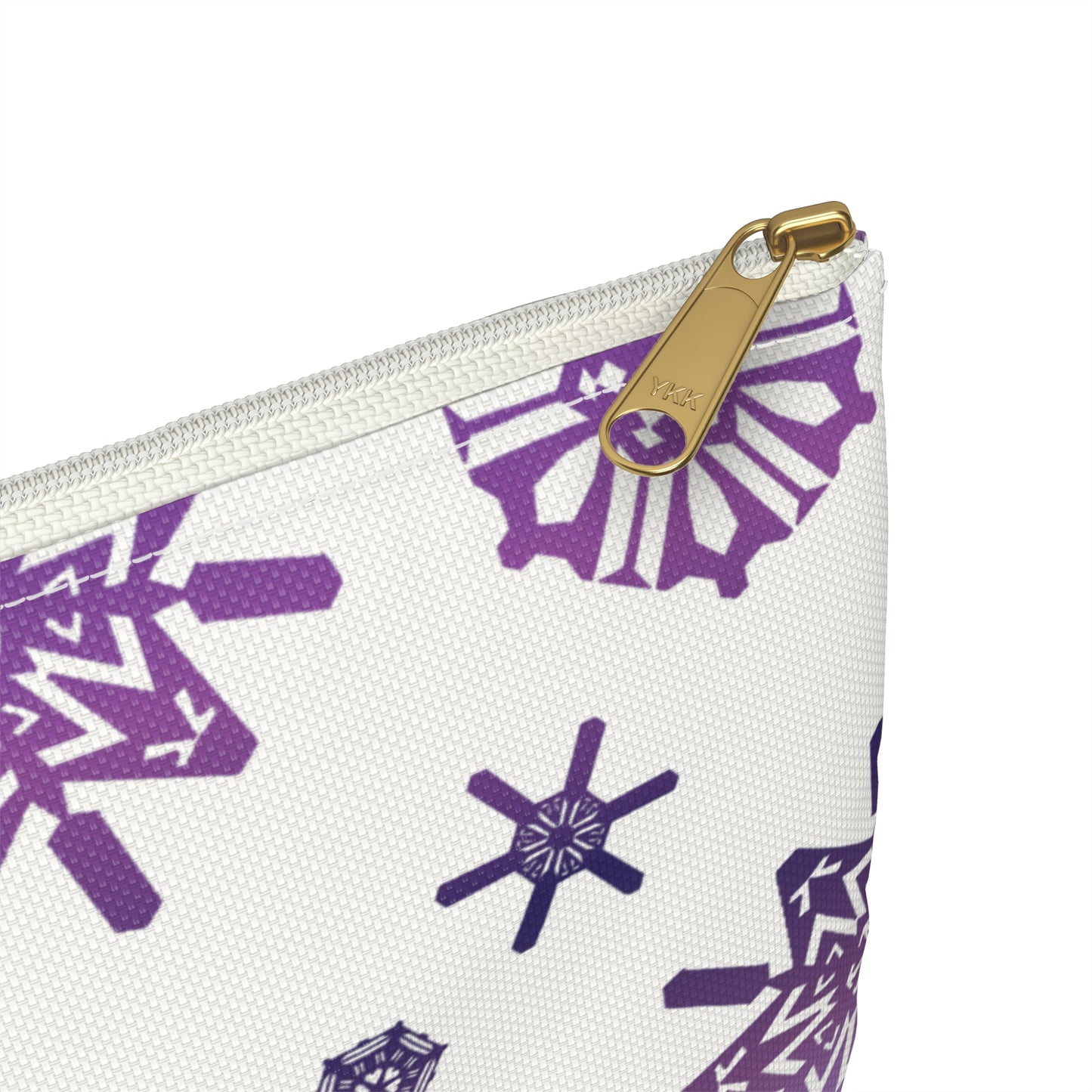 OT7 Cosmetics Bag - Secret Snowflakes (White) - Fanmade BTS Toiletry Bag - Slim Profile Zipper Pouch