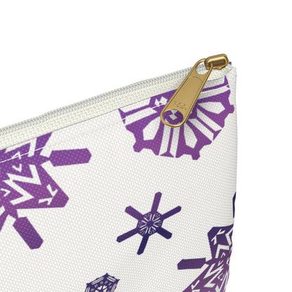 OT7 Cosmetics Bag - Secret Snowflakes (White) - Fanmade BTS Toiletry Bag - Slim Profile Zipper Pouch