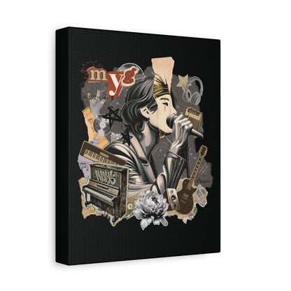 Yoongi Canvas Wall Art - Fanmade BTS Retro Series - 2010s Rock Aesthetic - Framed Wall Decor