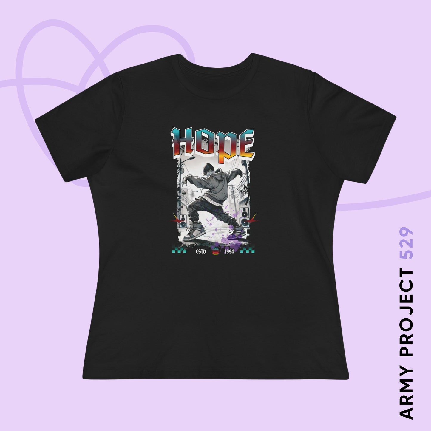 Hobi Women's Tee - BTS Fanmade Retro Series - 90s Hip-Hop Aesthetic - Soft Jersey T-Shirt