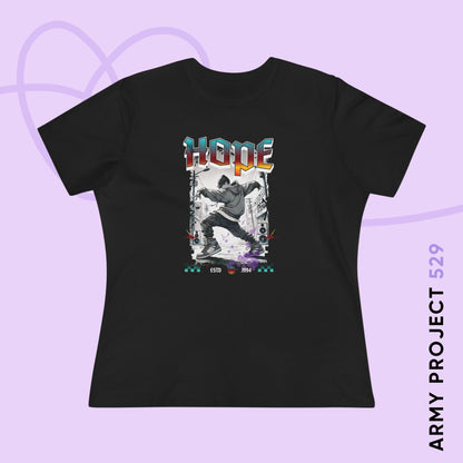 Hobi Women's Tee - BTS Fanmade Retro Series - 90s Hip-Hop Aesthetic - Soft Jersey T-Shirt