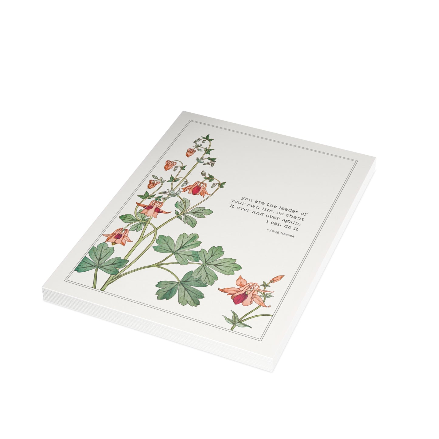 Fanmade BTS Greeting Card - Hobi Inspirational Quote - Vintage Floral Artwork