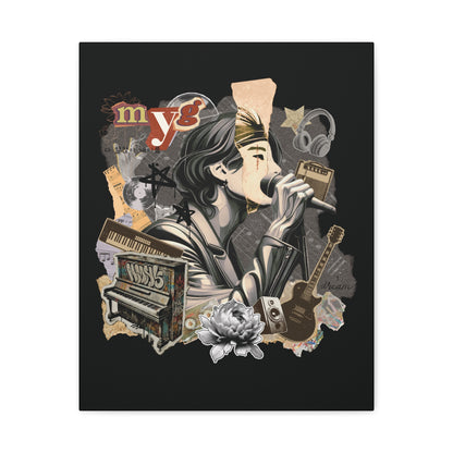 Yoongi Canvas Wall Art - Fanmade BTS Retro Series - 2010s Rock Aesthetic - Framed Wall Decor