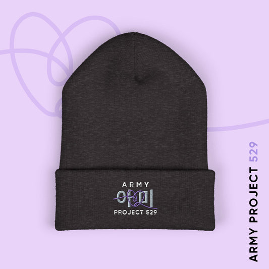 ARMY Project 529 Beanie - Embroidered Fanmade BTS Merch - Cozy Winter Unisex Hat