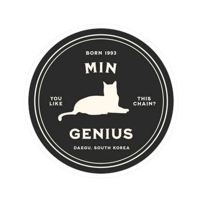 Yoongi Vinyl Sticker - Fanmade BTS Nickname Merch - Min Genius - Permanent Adhesive