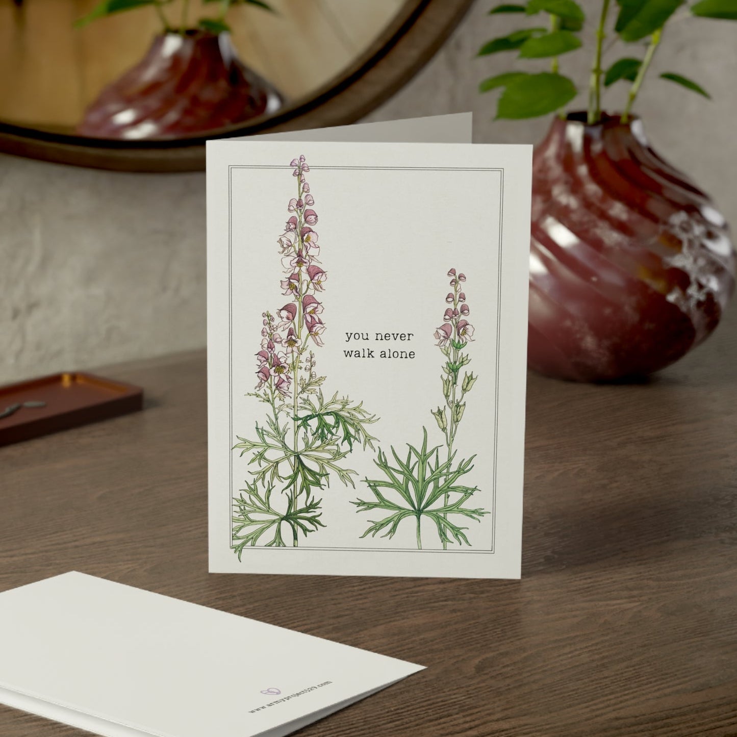 Fanmade BTS Greeting Card - "You Never Walk Alone" Friendship Card - Vintage Floral Artwork