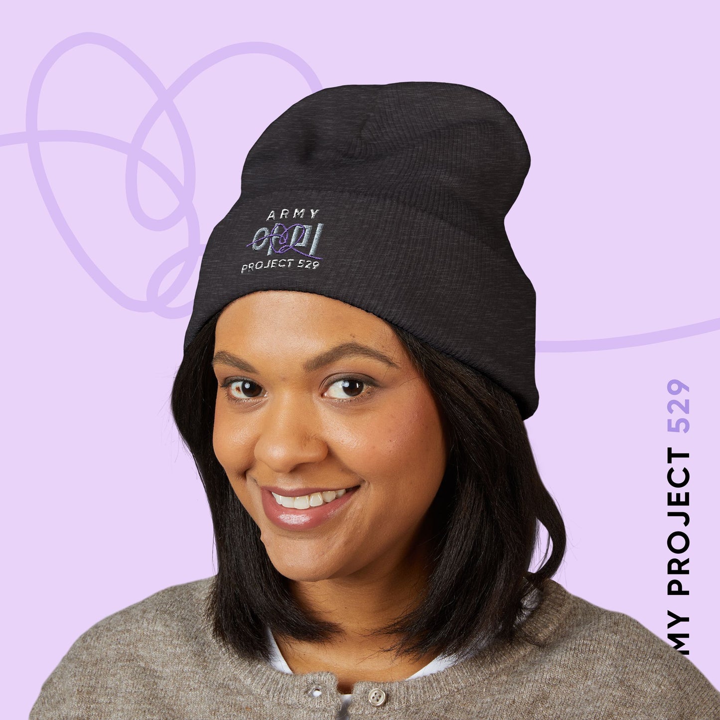 ARMY Project 529 Beanie - Embroidered Fanmade BTS Merch - Cozy Winter Unisex Hat