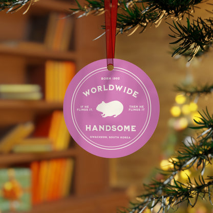 Jin Holiday Ornament - Fanmade BTS Nickname Merch - Worldwide Handsome - Durable Aluminum