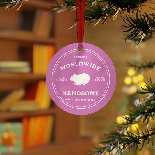 Jin Holiday Ornament - Fanmade BTS Nickname Merch - Worldwide Handsome - Durable Aluminum