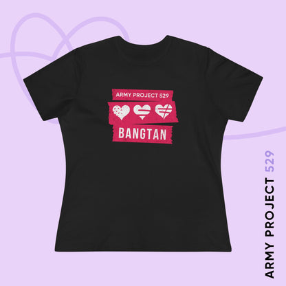 OT7 Women's Tee - AP529 <3 Bangtan (Red) - Soft Jersey T-Shirt
