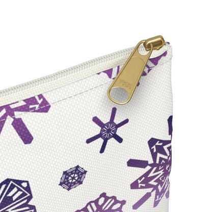 OT7 Cosmetics Bag - Secret Snowflakes (White) - Fanmade BTS Toiletry Bag - Slim Profile Zipper Pouch